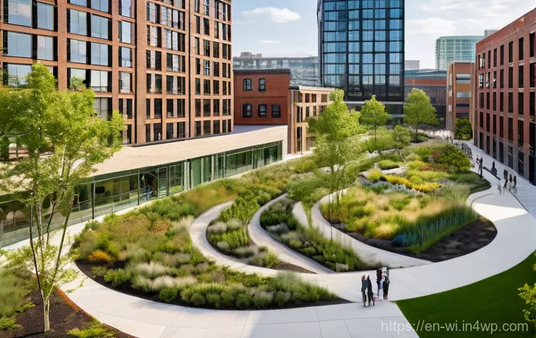 국내 외 폐공간 생태적 전환 사례 비교 - **Urban Revival: From Industrial Past to Green Future**
A wide-angle, slightly elevated view cap...