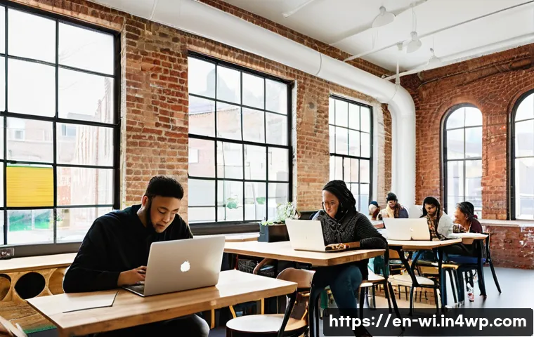 폐공간의 사회적 가치 증대 방안 - **Vibrant Community Hub in a Revitalized Space**
    A bright, inviting interior of a multi-purpose ...