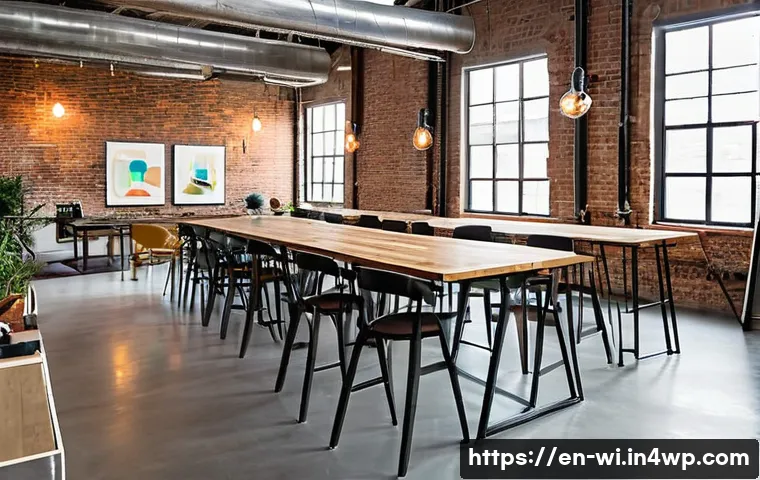 폐공간 활용을 위한 디자인 사례 - A spacious, renovated industrial warehouse converted into a vibrant creative workspace, featuring ex...