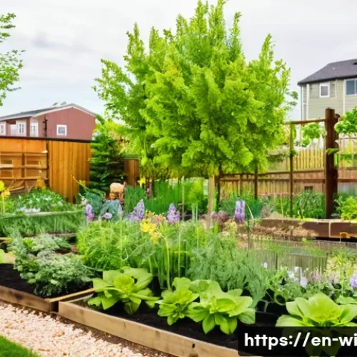 Home 32 폐공간 생태적 전환을 위한 혁신적 아이디어 - A vibrant urban community garden on a reclaimed vacant lot in a residential neighborhood during spri...