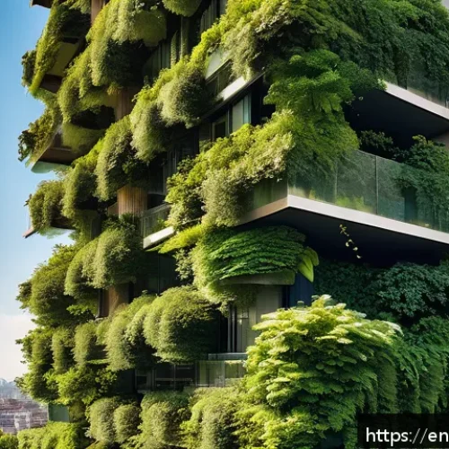 Home 31 폐공간을 활용한 친환경적 건축 사례 - A stunning vertical forest skyscraper in a bustling urban environment, fully covered with lush green...